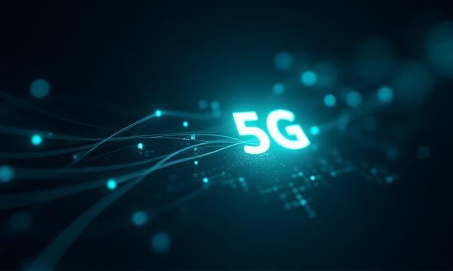 Fiber optic cables and a 5G symbol