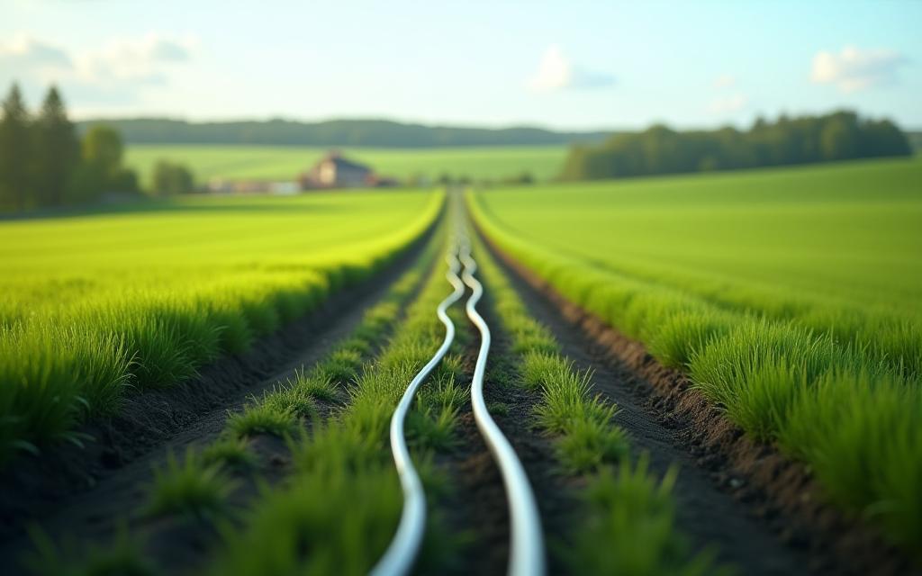 Fiber optic cables laid in a rural landscape